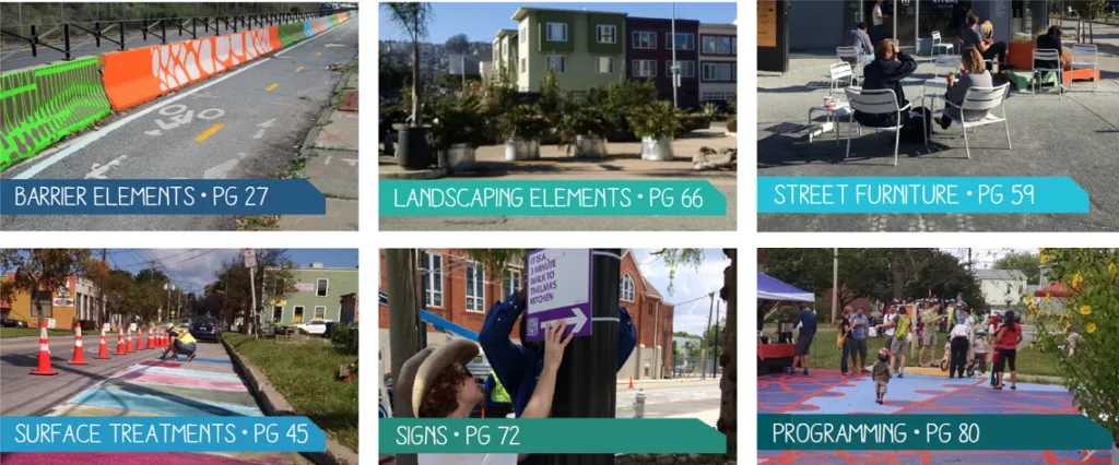 Overview of the tool groups in the Tactical Urbanism Guide.